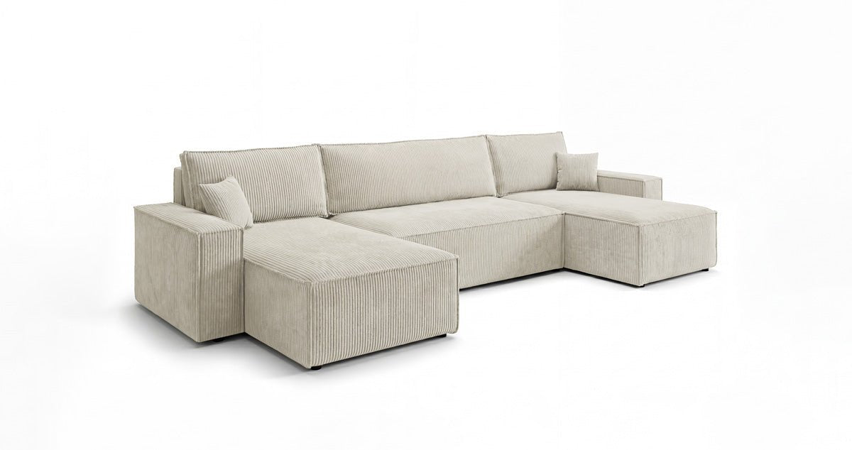 Designer Sofa Lunaro U Mini with Sleeper Function and Storage in Corduroy