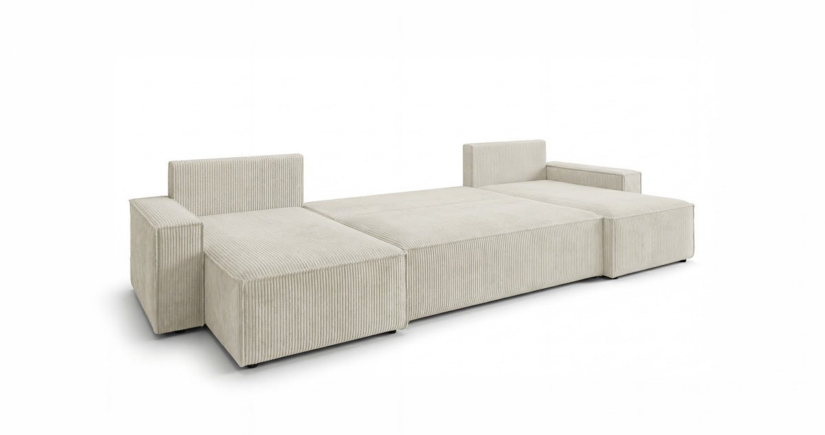 Designer Sofa Lunaro U Mini with Sleeper Function and Storage in Corduroy