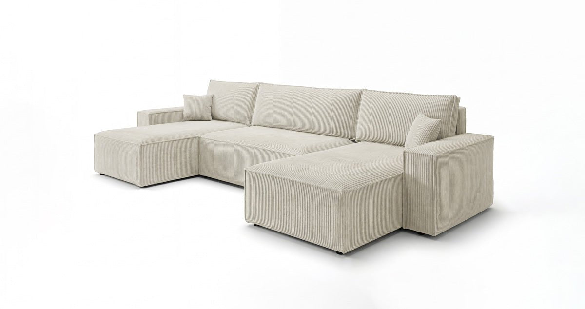 Designer Sofa Lunaro U Mini with Sleeper Function and Storage in Corduroy