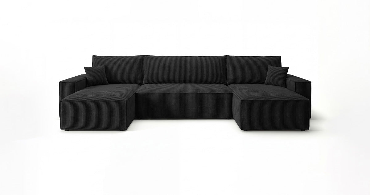 Designer Sofa Lunaro U Mini with Sleeper Function and Storage in Corduroy