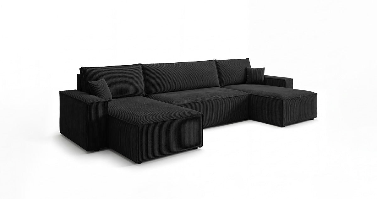 Designer Sofa Lunaro U Mini with Sleeper Function and Storage in Corduroy