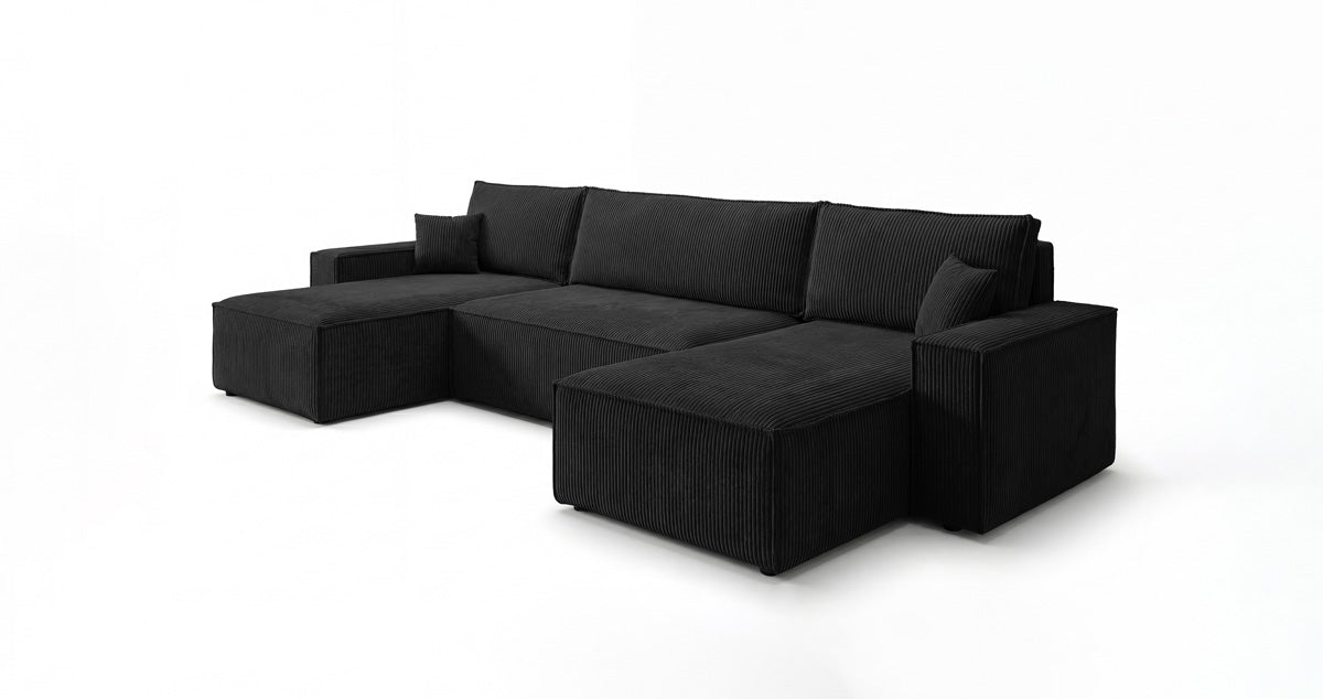 Designer Sofa Lunaro U Mini with Sleeper Function and Storage in Corduroy