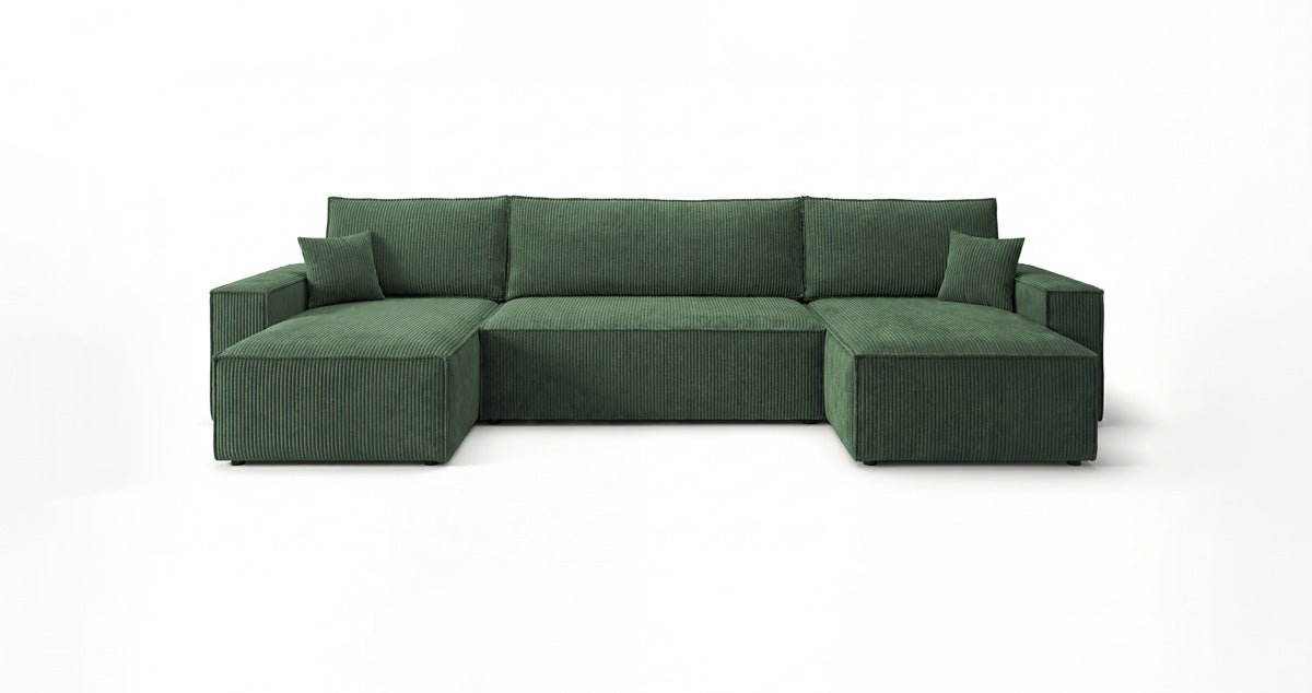 Designer Sofa Lunaro U Mini with Sleeper Function and Storage in Corduroy