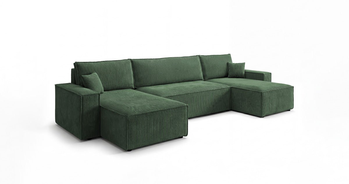 Designer Sofa Lunaro U Mini with Sleeper Function and Storage in Corduroy