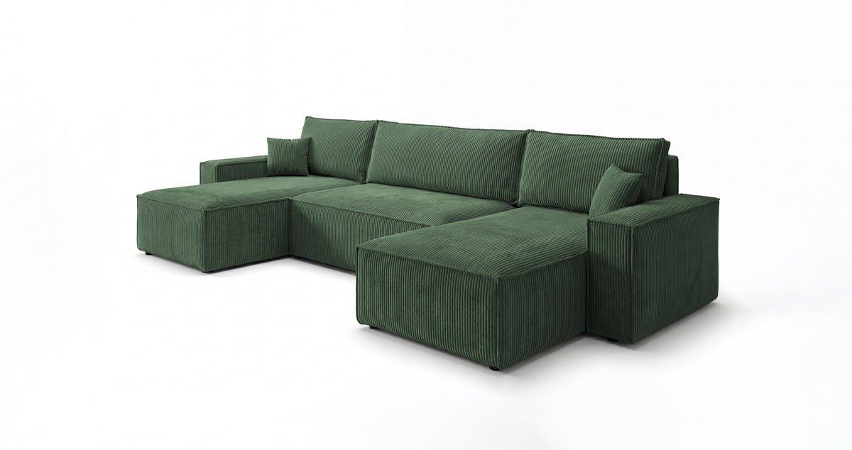 Designer Sofa Lunaro U Mini with Sleeper Function and Storage in Corduroy