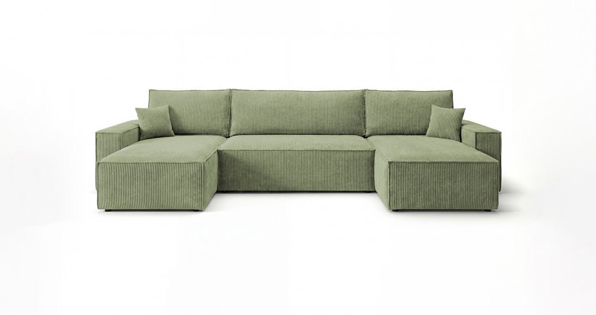 Designer Sofa Lunaro U Mini with Sleeper Function and Storage in Corduroy