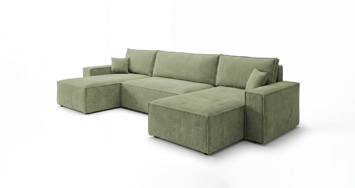 Designer Sofa Lunaro U Mini with Sleeper Function and Storage in Corduroy