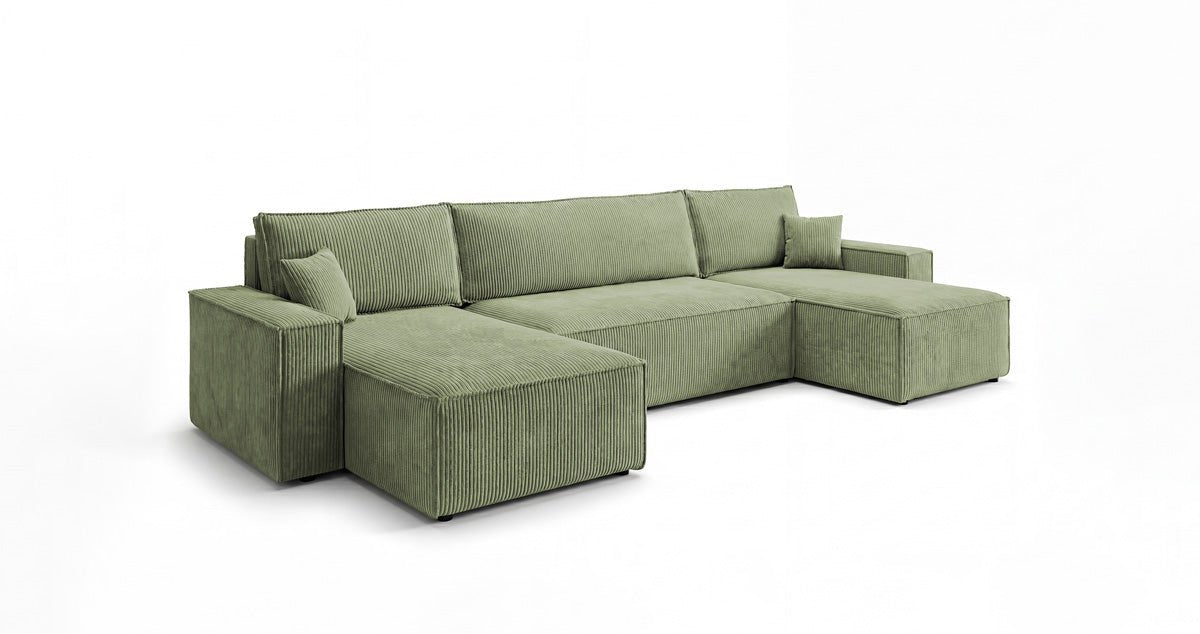 Designer Sofa Lunaro U Mini with Sleeper Function and Storage in Corduroy