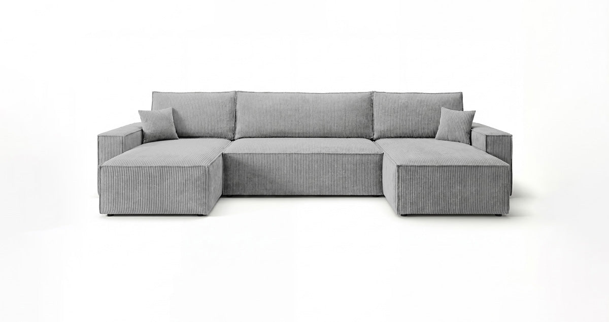 Designer Sofa Lunaro U Mini with Sleeper Function and Storage in Corduroy