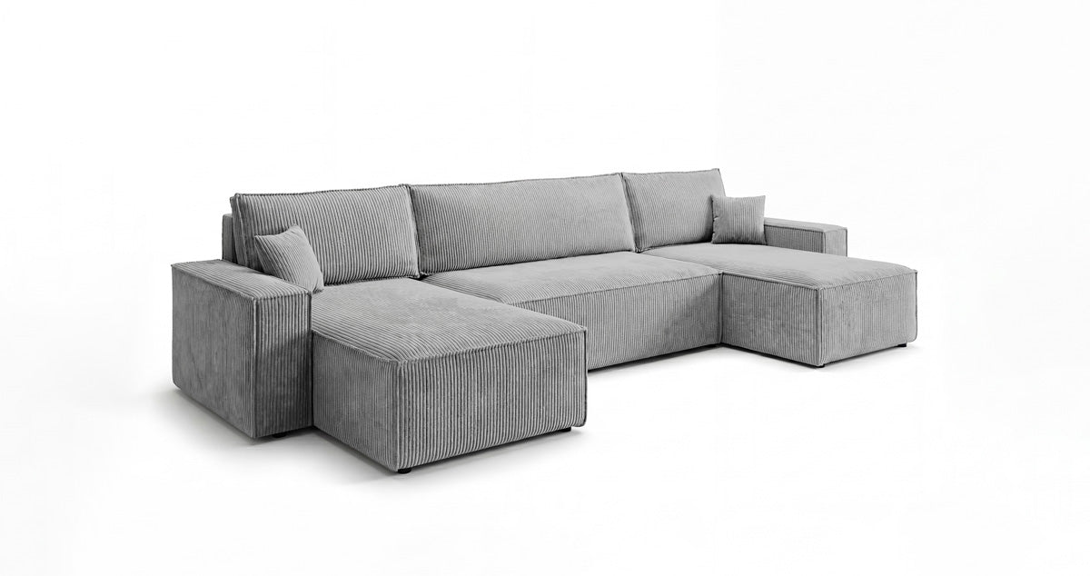 Designer Sofa Lunaro U Mini with Sleeper Function and Storage in Corduroy