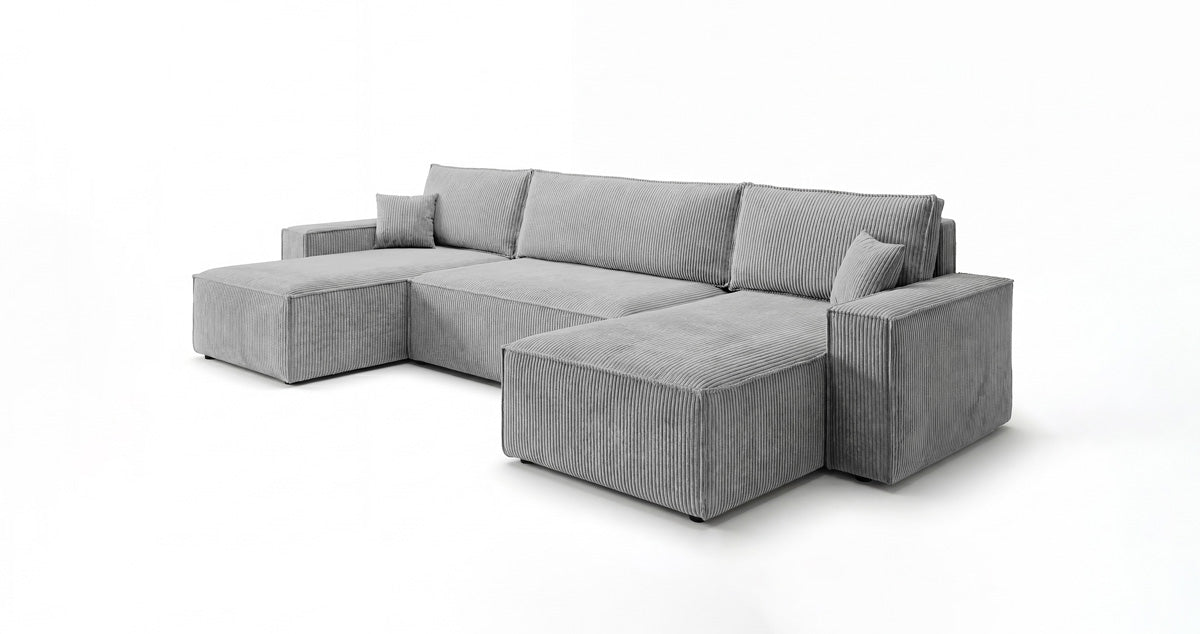 Designer Sofa Lunaro U Mini with Sleeper Function and Storage in Corduroy
