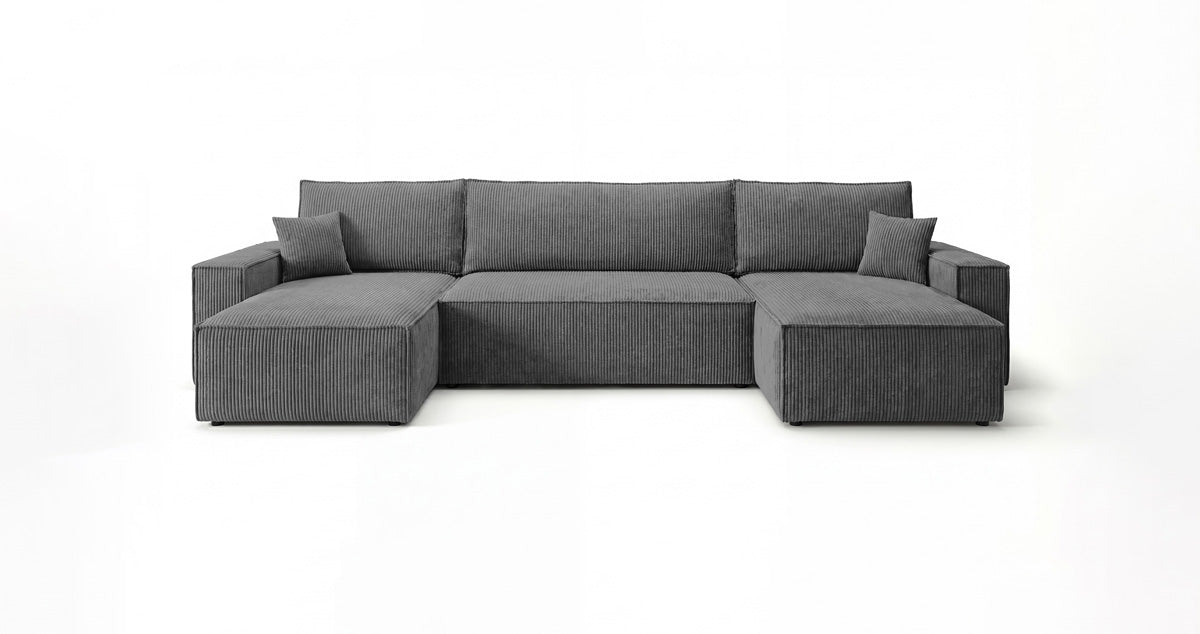 Designer Sofa Lunaro U Mini with Sleeper Function and Storage in Corduroy