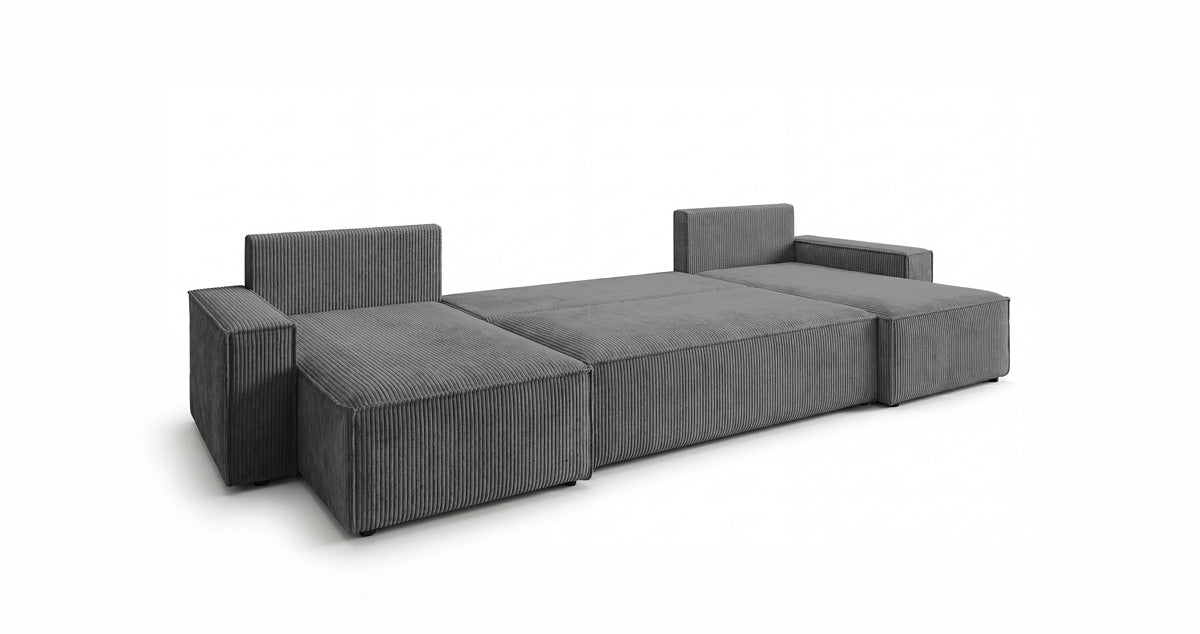 Designer Sofa Lunaro U Mini with Sleeper Function and Storage in Corduroy