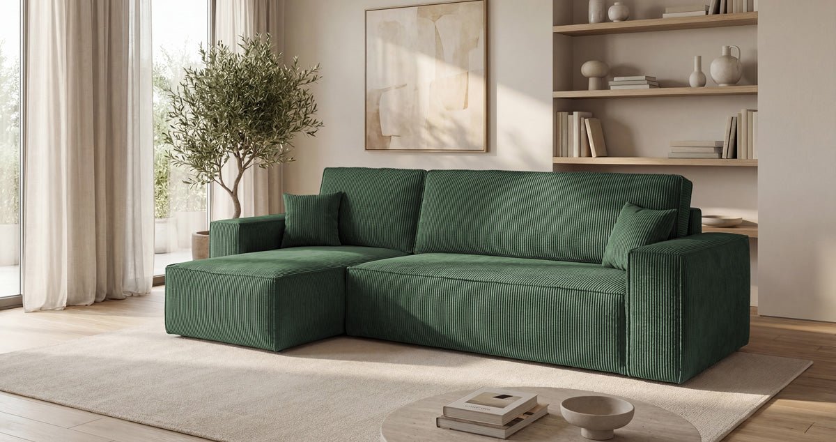 Designer-Sofa Lunaro Mini mat Schlof- a Klappfunktioun a Cord