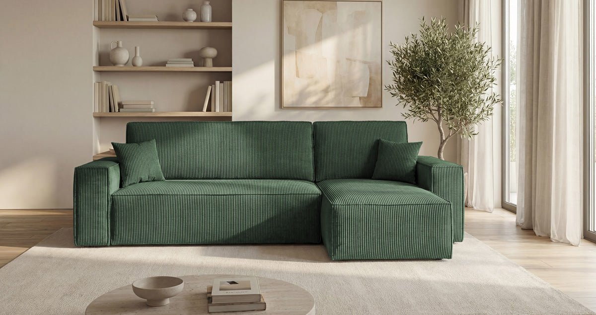 Designer-Sofa Lunaro Mini mat Schlof- a Klappfunktioun a Cord
