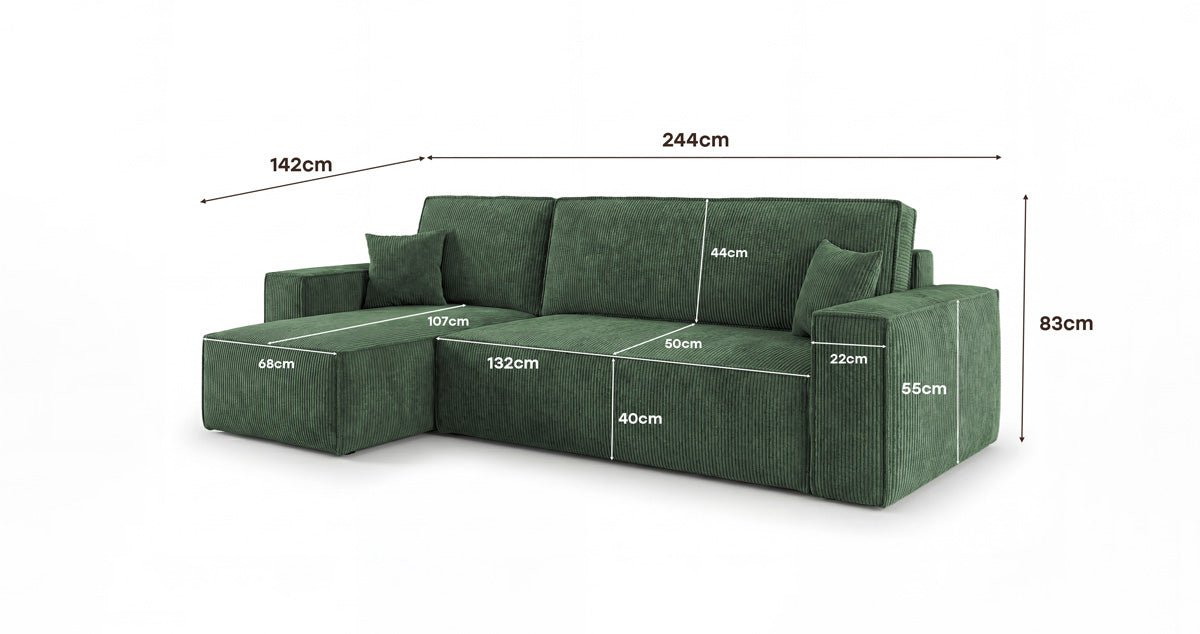 Designer-Sofa Lunaro Mini mat Schlof- a Klappfunktioun a Cord