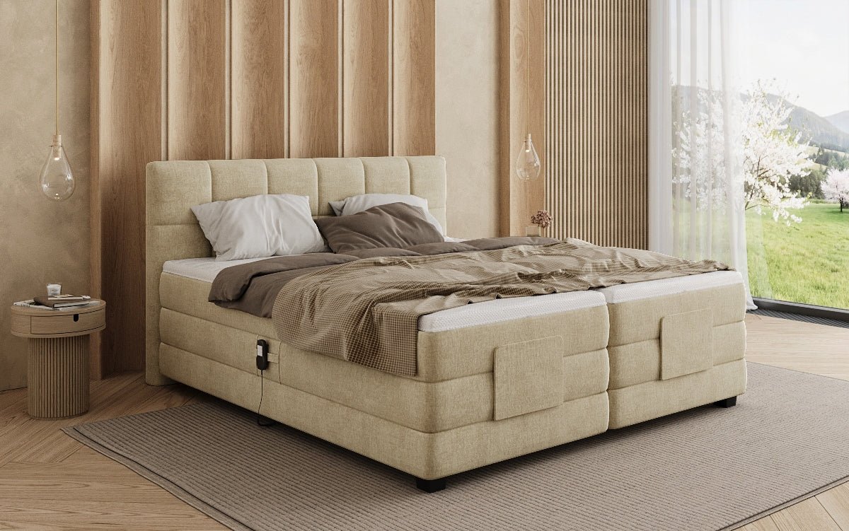 Lit boxspring Monaco - réglable électriquement en Velours