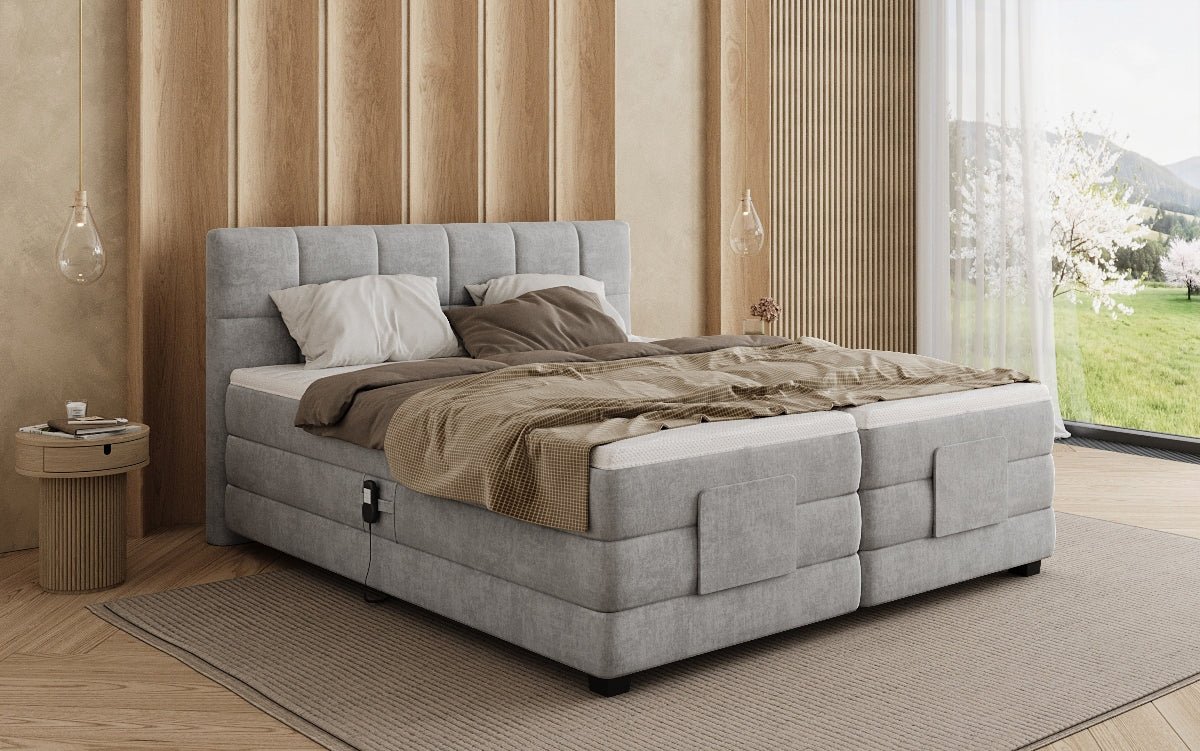 Lit boxspring Monaco - réglable électriquement en Velours