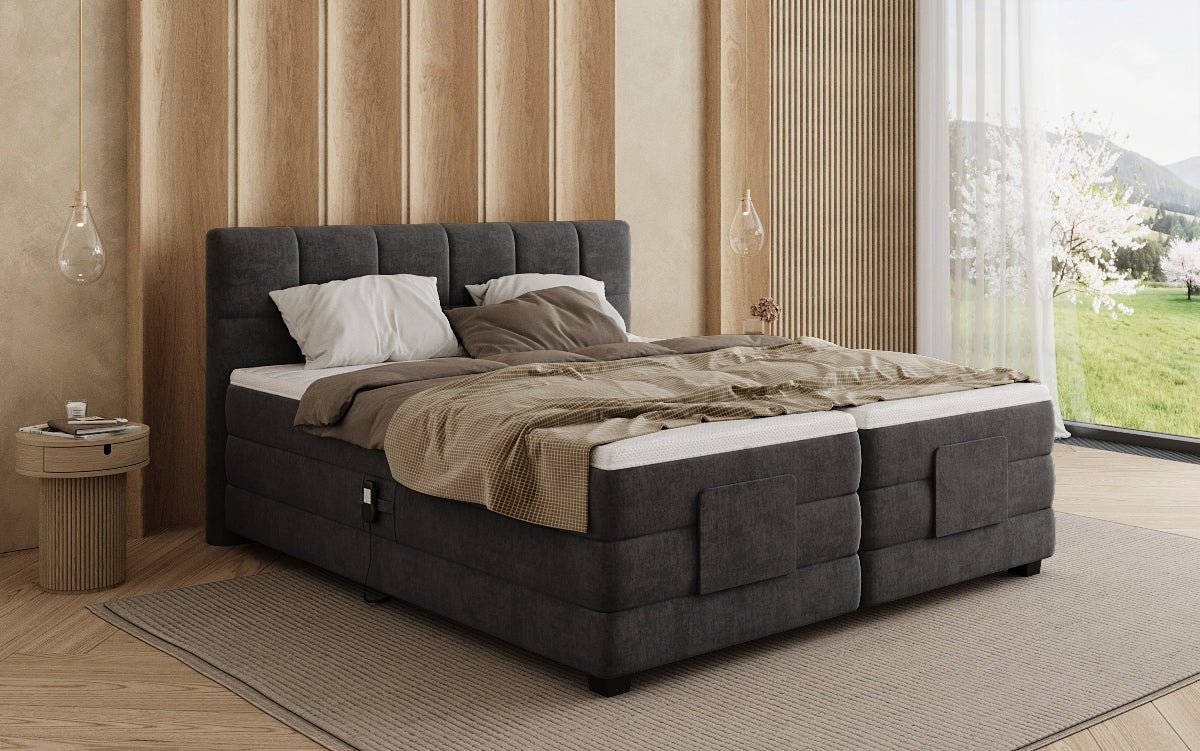 Lit boxspring Monaco - réglable électriquement en Velours
