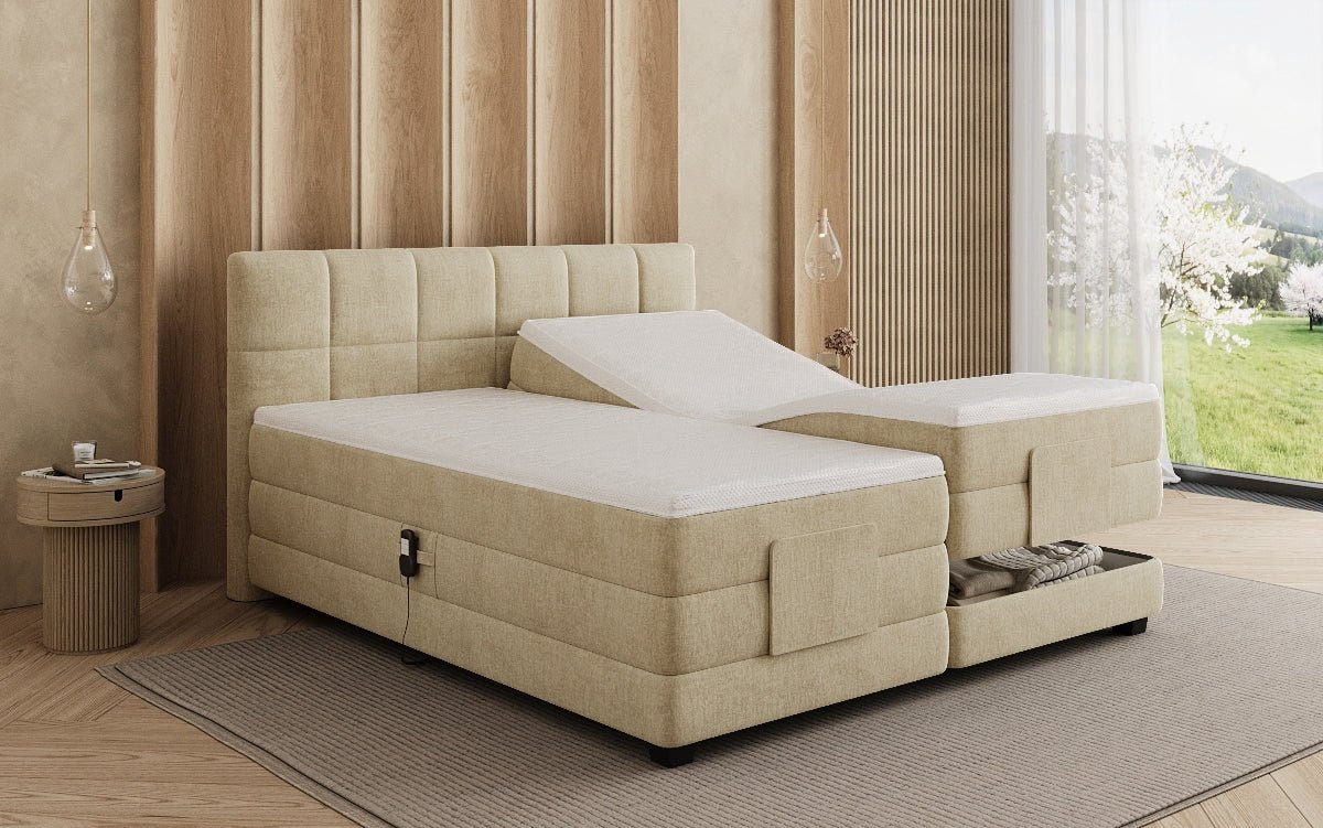 Lit boxspring Monaco - réglable électriquement en Velours