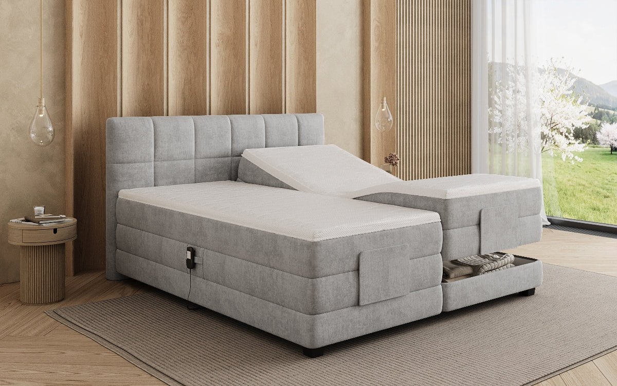 Lit boxspring Monaco - réglable électriquement en Velours
