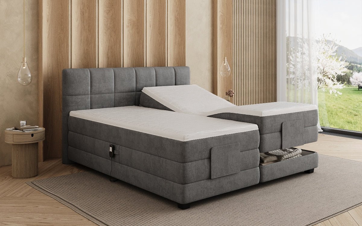 Lit boxspring Monaco - réglable électriquement en Velours