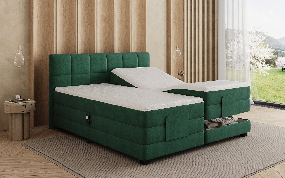 Lit boxspring Monaco - réglable électriquement en Velours