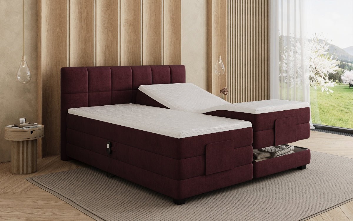 Lit boxspring Monaco - réglable électriquement en Velours