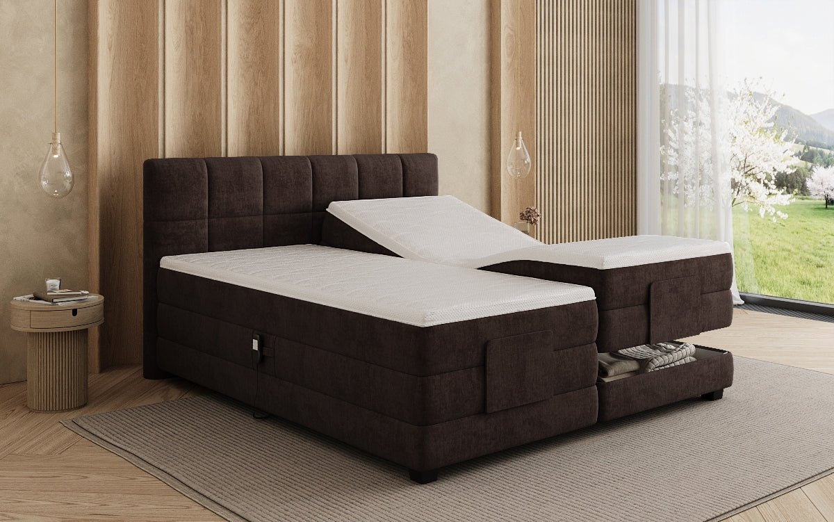 Lit boxspring Monaco - réglable électriquement en Velours