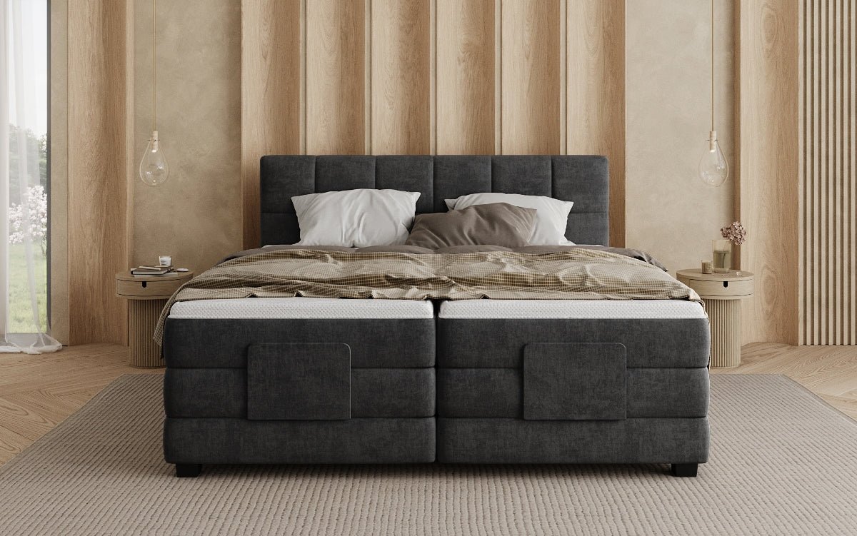 Lit boxspring Monaco - réglable électriquement en Velours