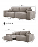 Designer Sofa Velanova 3 Sëtzer Cord mat Schlof- a Klappfunktioun