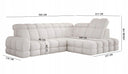 Designer corner sofa Lima with electric sleeper function in bouclé