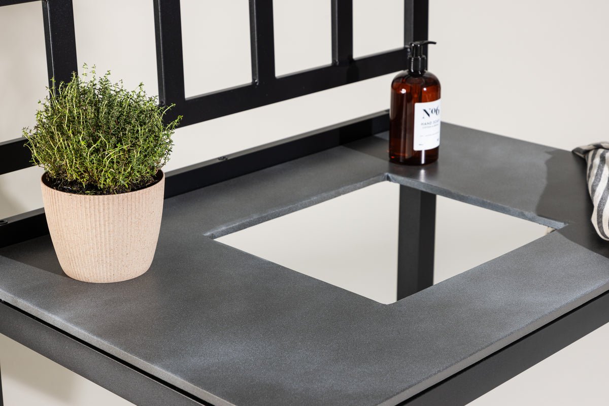 Outdoor kitchen bench Heidi - with stone tabletop in Black