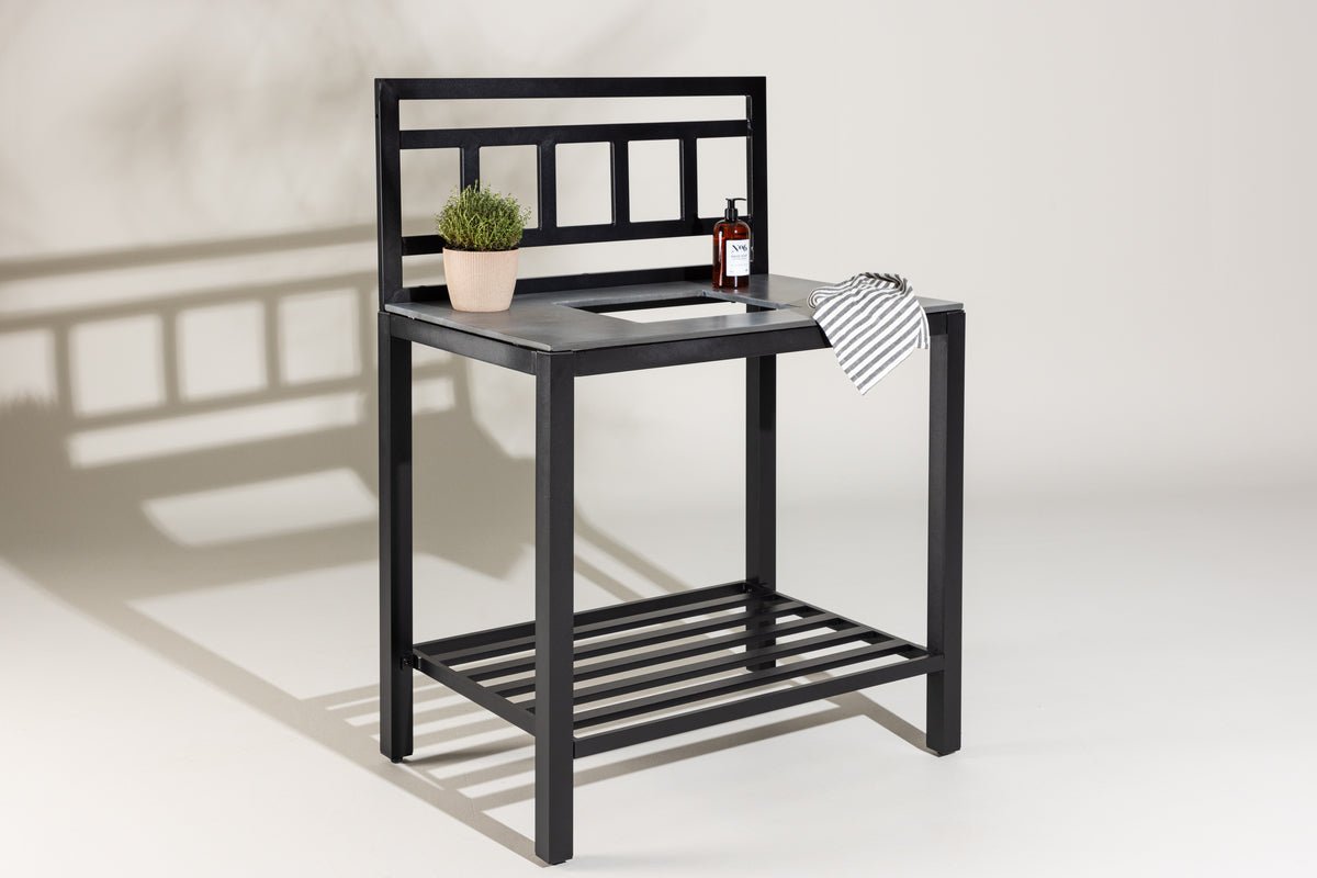 Outdoor kitchen bench Heidi - with stone tabletop in Black
