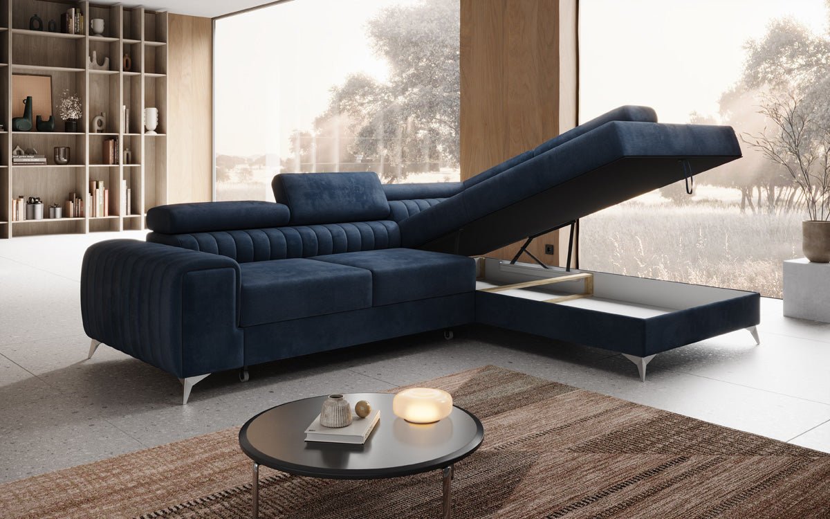 Canapé design Aurea L avec fonction lit et rabattable en velours