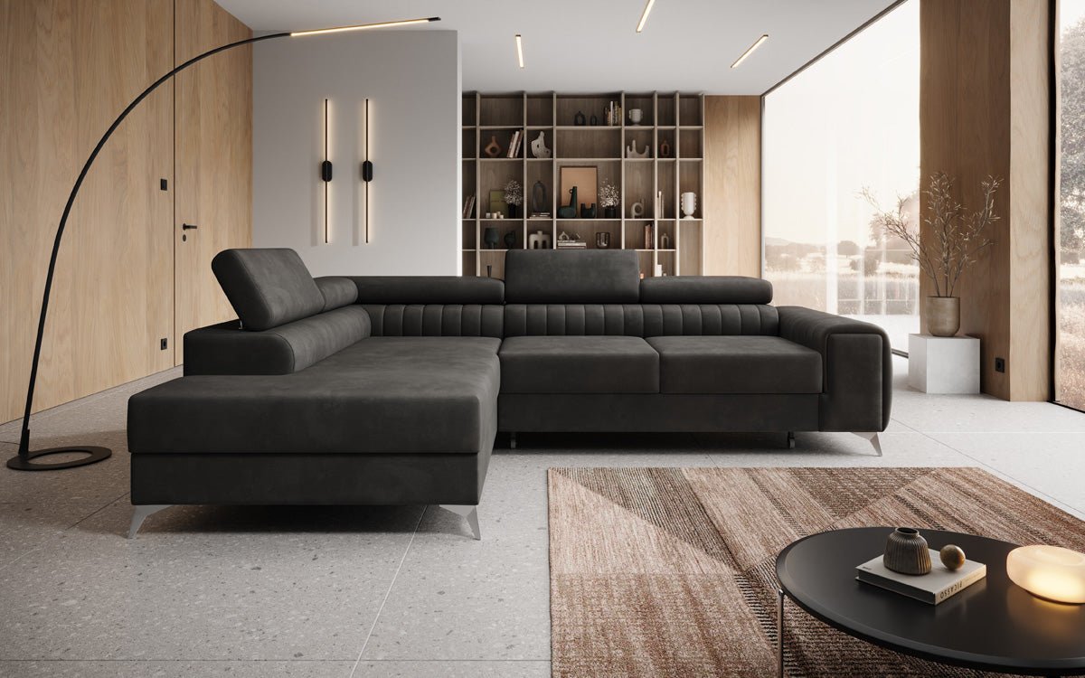 Canapé design Aurea L avec fonction lit et rabattable en velours