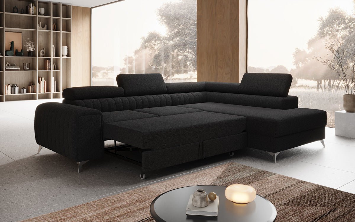 Designer Sofa Aurea L mat Schloof- an Zesummeklappfunktioun a Bouclé