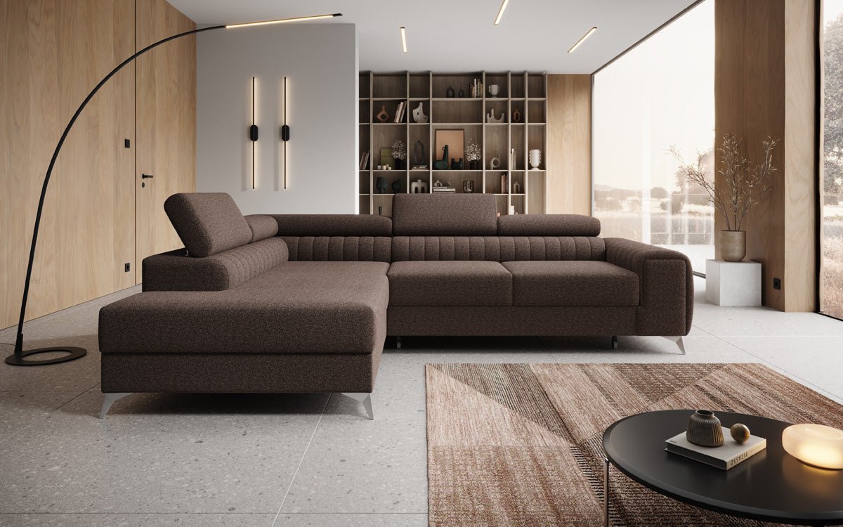Designer Sofa Aurea L mat Schloof- an Zesummeklappfunktioun a Bouclé