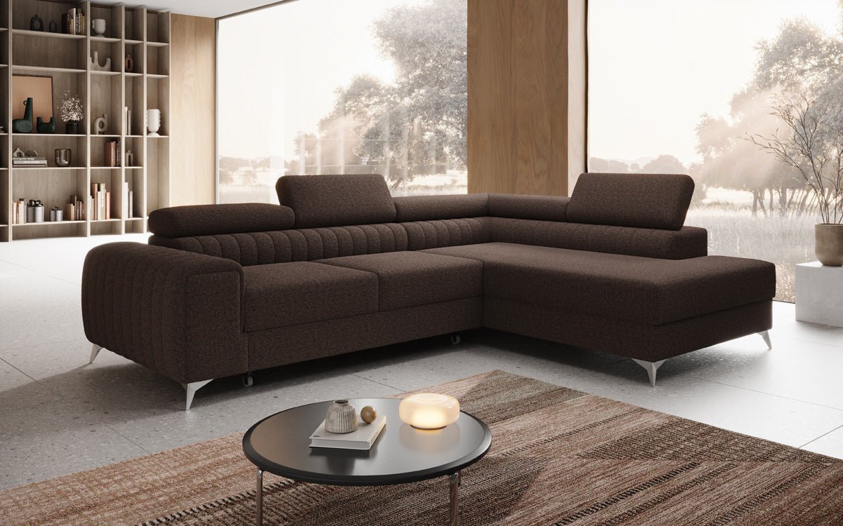 Designer Sofa Aurea L mat Schloof- an Zesummeklappfunktioun a Bouclé