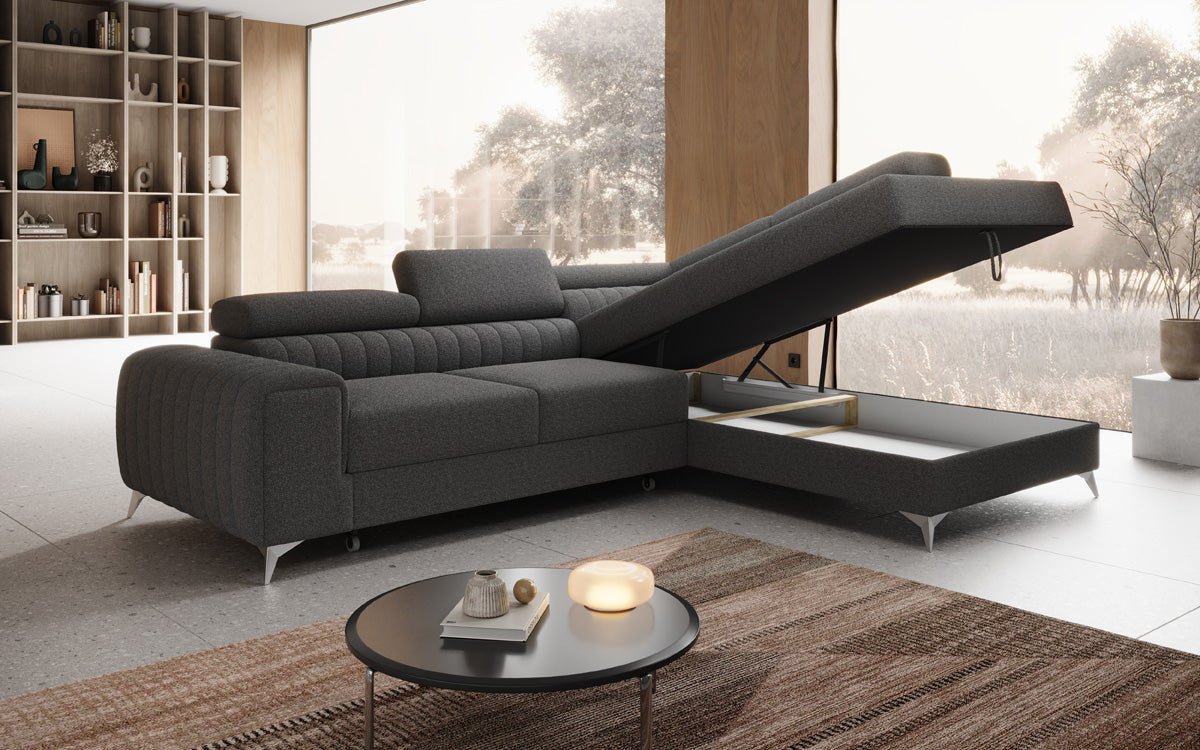 Designer Sofa Aurea L mat Schloof- an Zesummeklappfunktioun a Bouclé