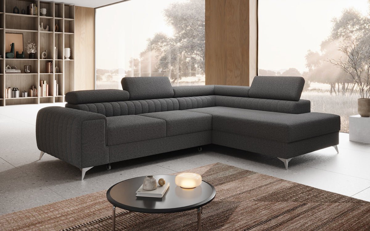Designer Sofa Aurea L mat Schloof- an Zesummeklappfunktioun a Bouclé