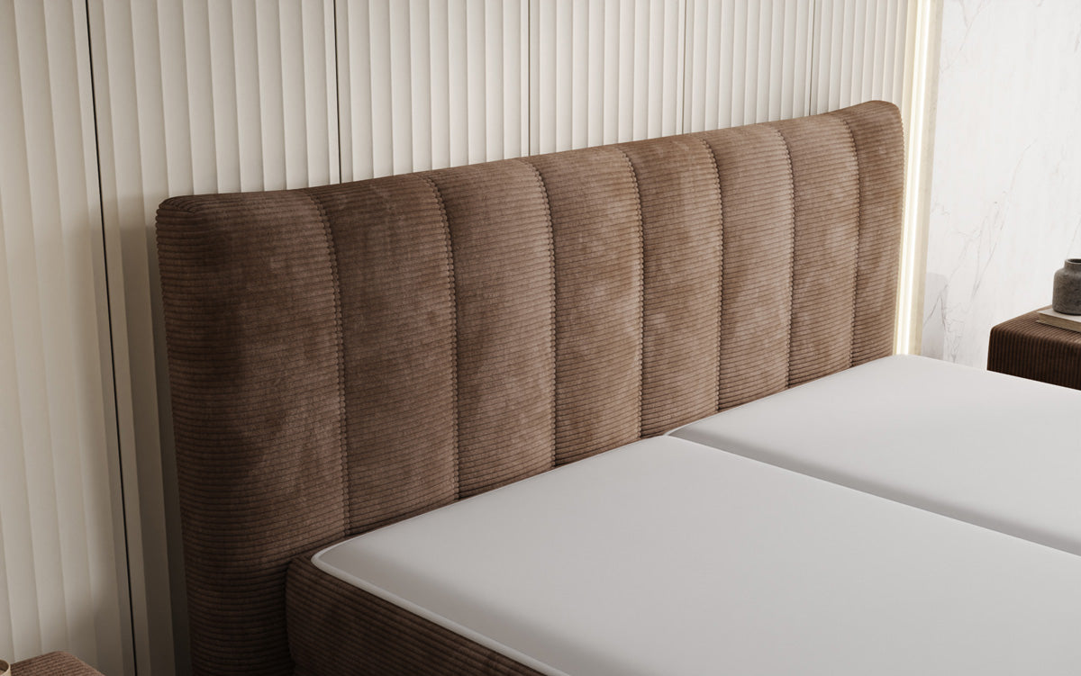 Ines box spring bed in Corduroy with storage