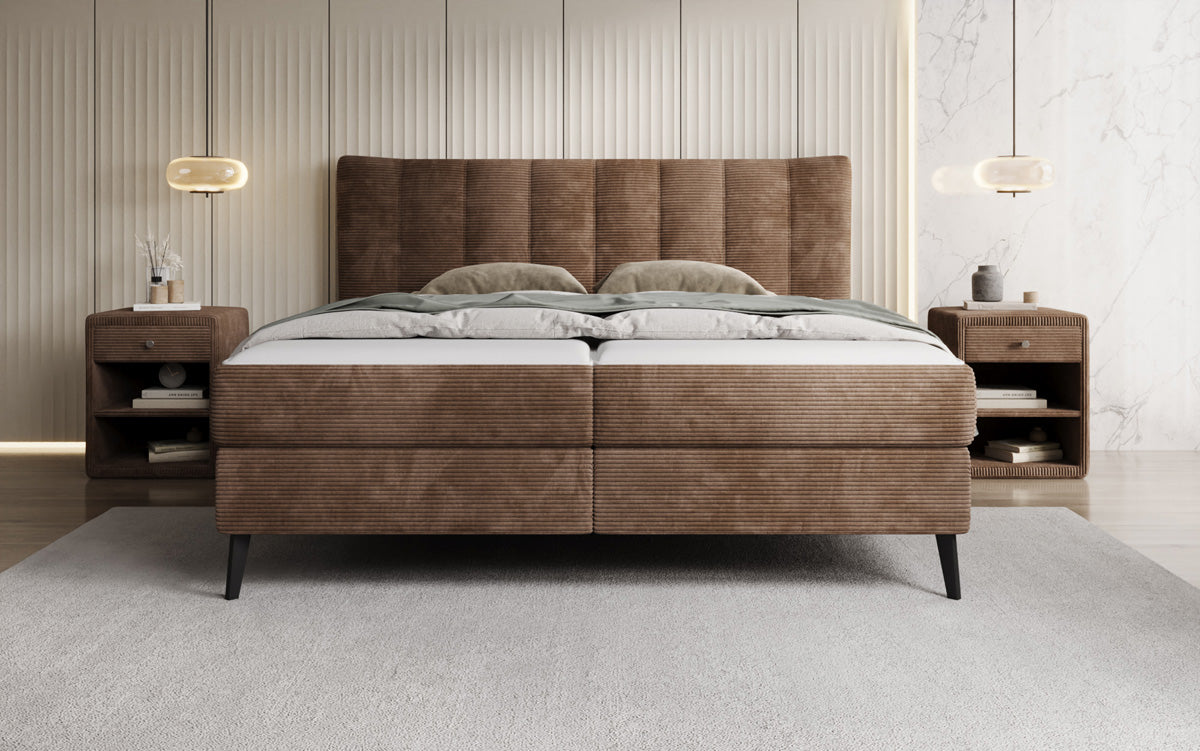 Ines box spring bed in Corduroy with storage