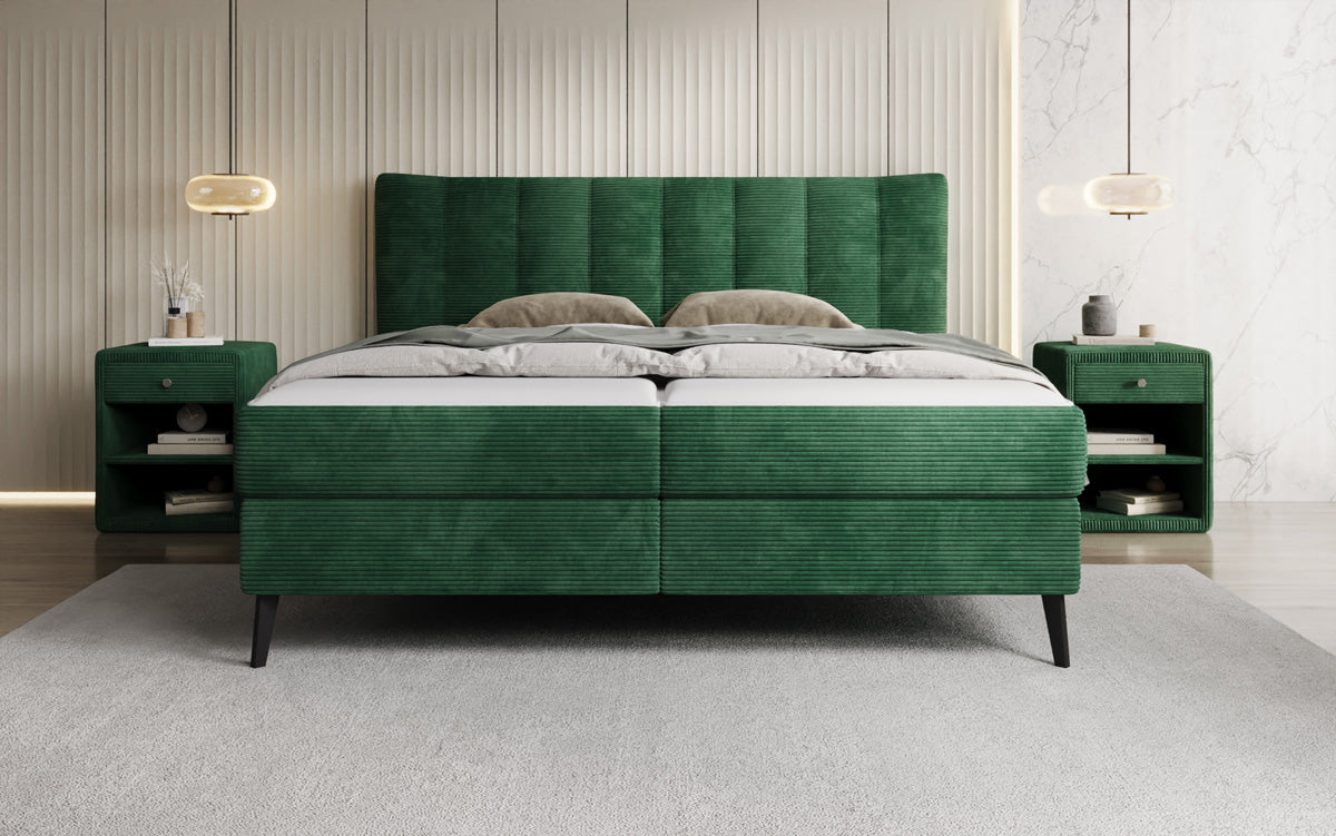 Ines box spring bed in Corduroy with storage