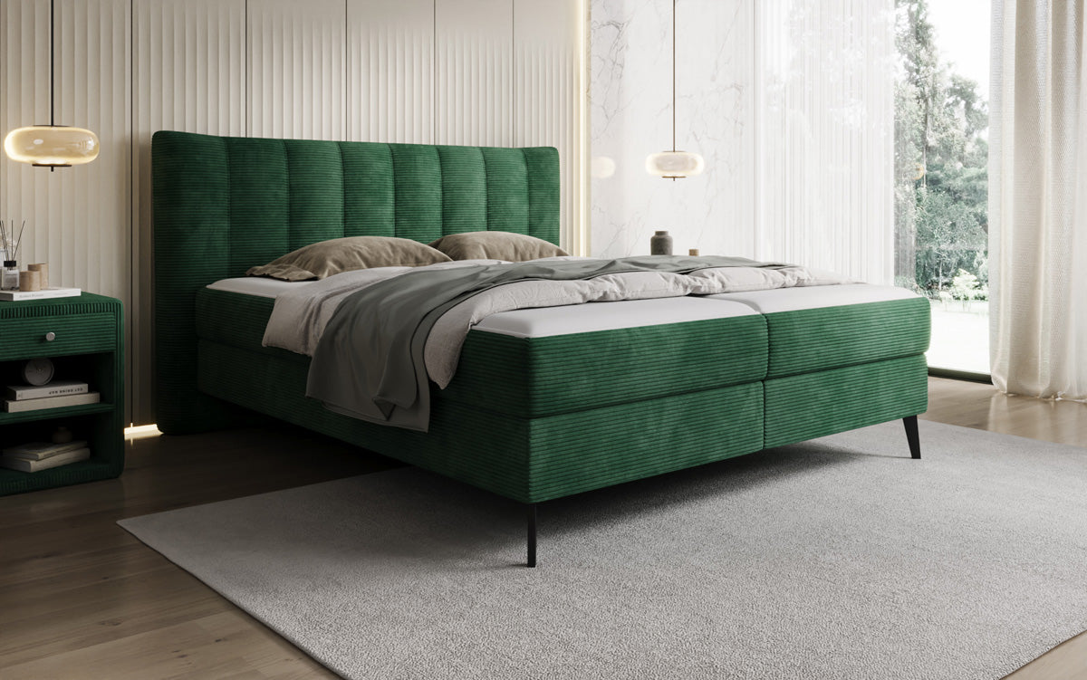 Ines box spring bed in Corduroy with storage
