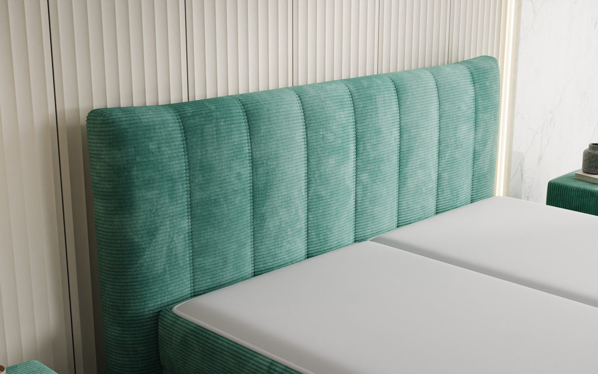 Ines box spring bed in Corduroy with storage