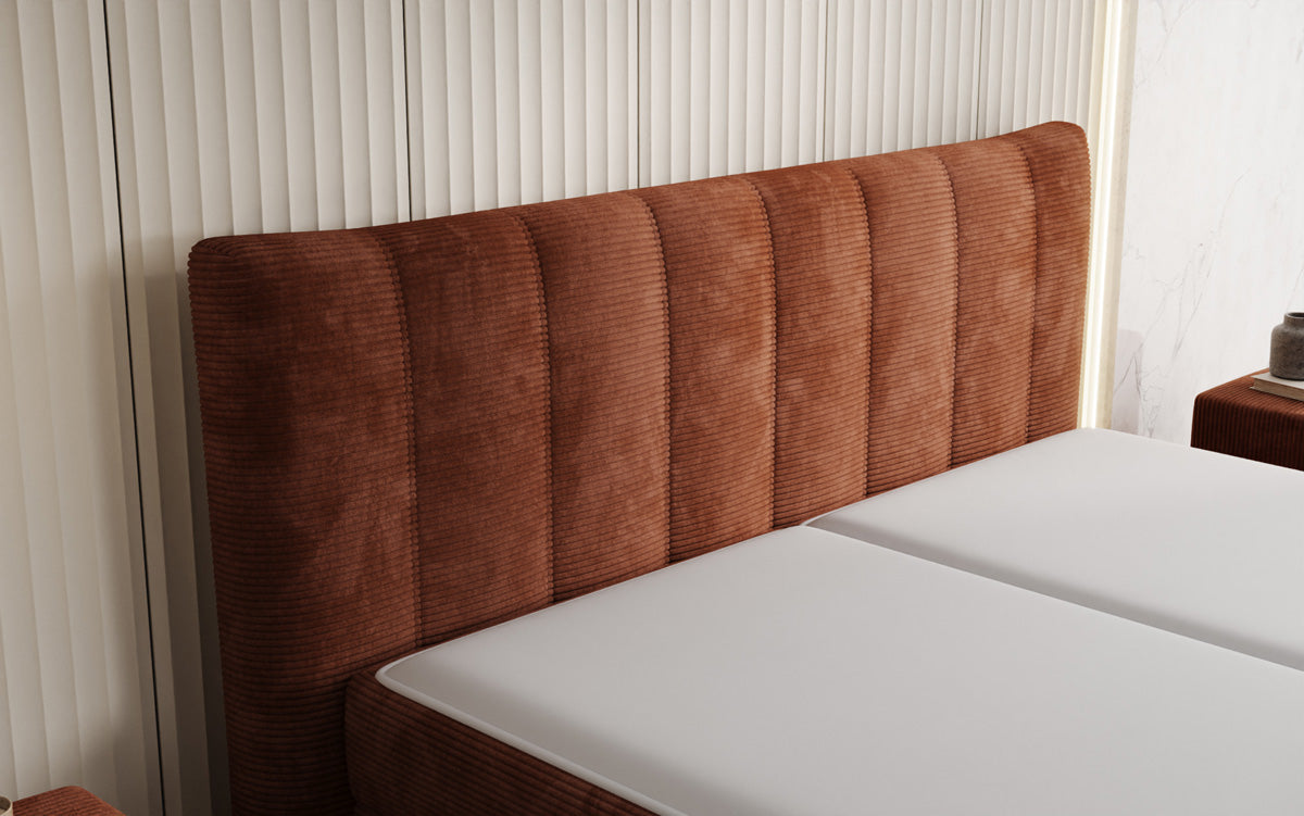 Ines box spring bed in Corduroy with storage
