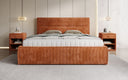 Designer Polsterbett Merry in Cord mit Stauraum