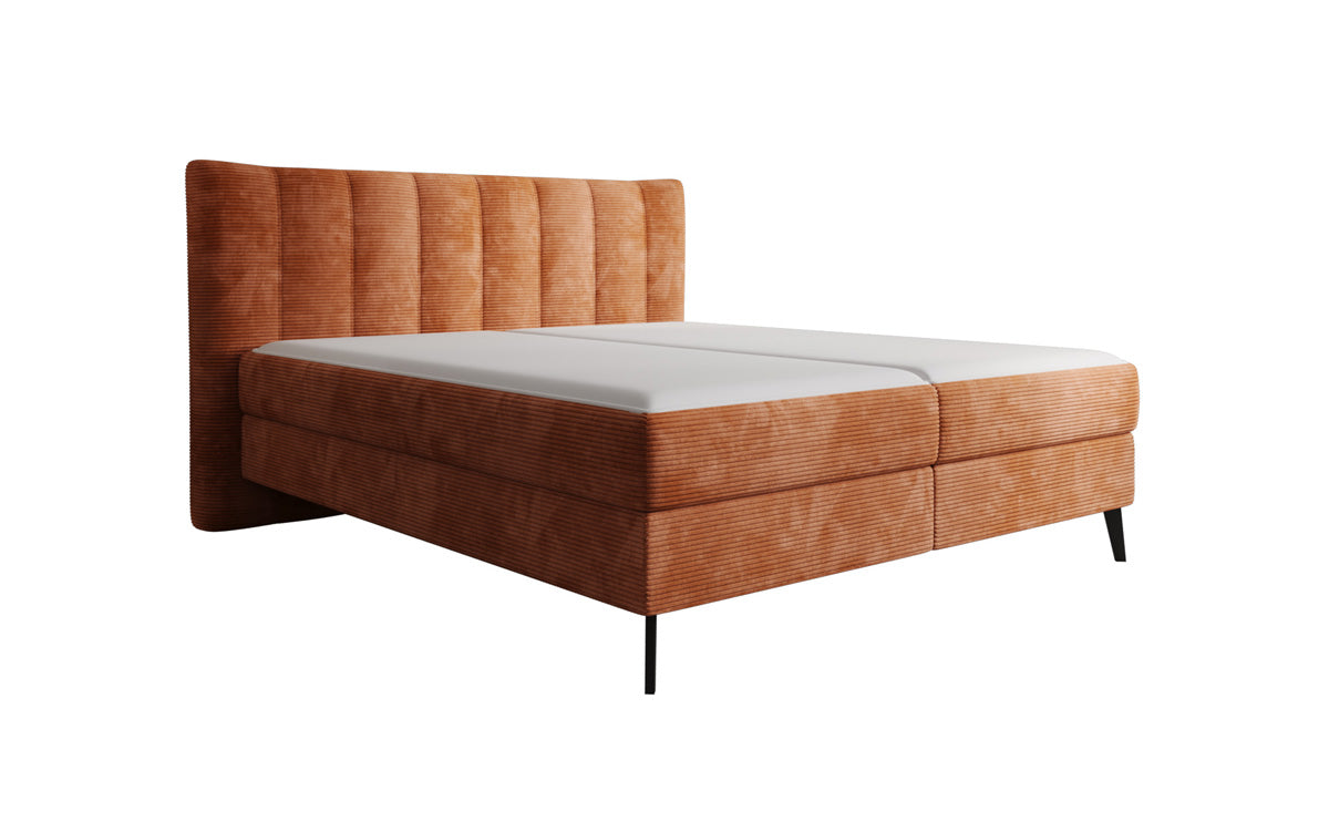 Ines box spring bed in Corduroy with storage