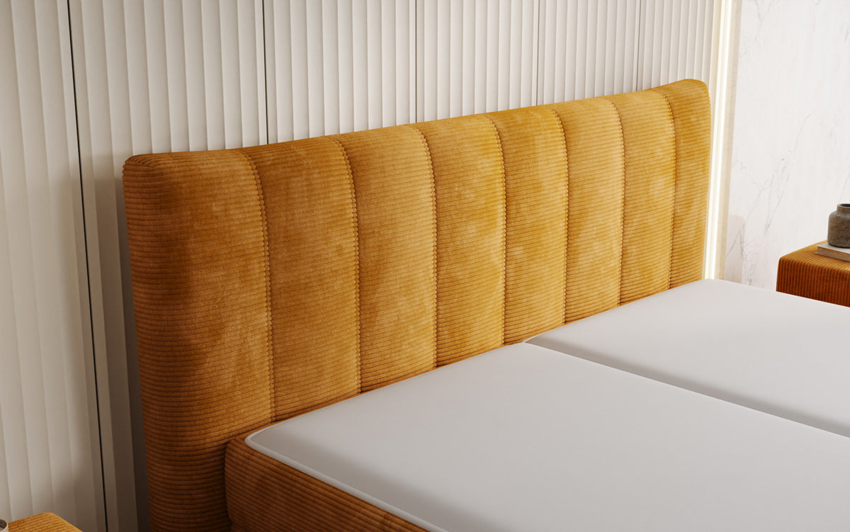Ines box spring bed in Corduroy with storage